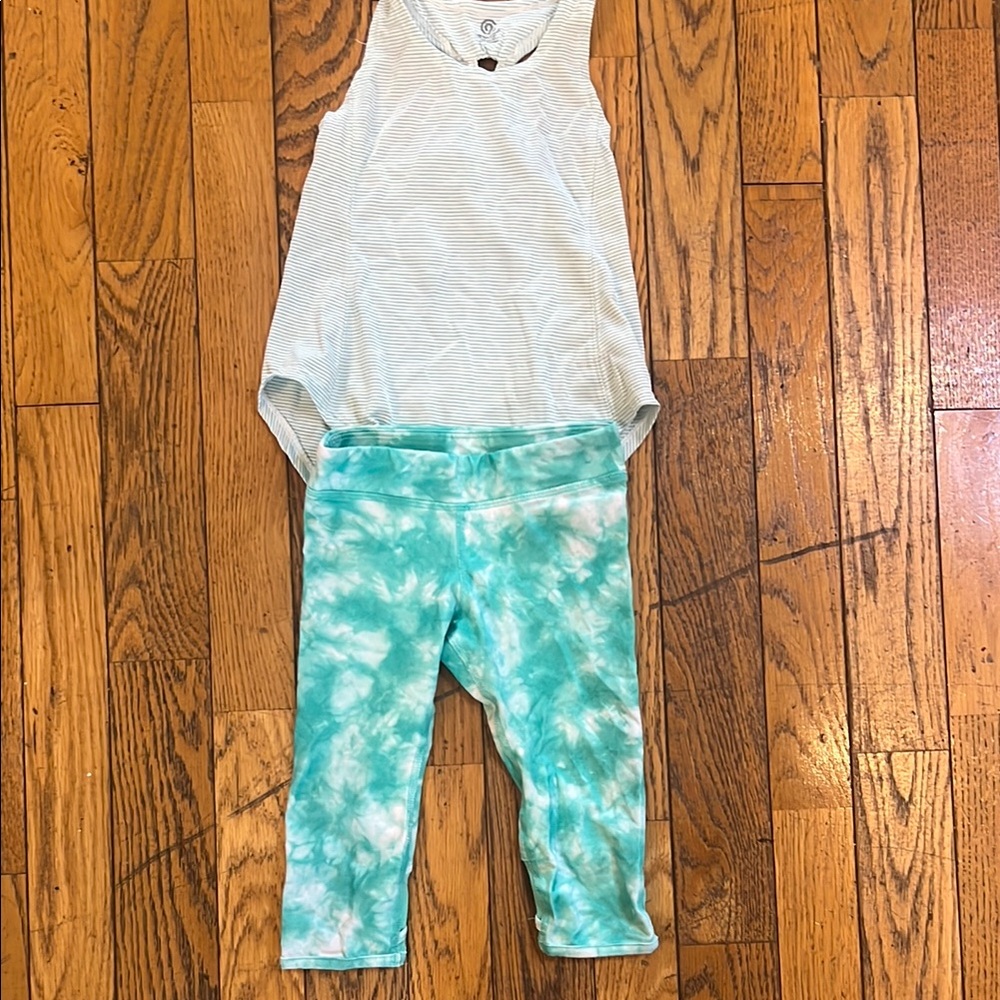 Champion Striped Tank Top and Tie-Dye Leggings Set